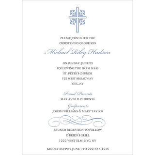 Blue Ornate Scroll Invitations